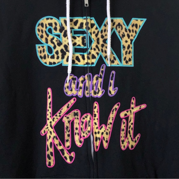 LMFAO Sexy And I Know It Party Rock Black Fleece Zip Up Hoodie Sweater L - Picture 13 of 14